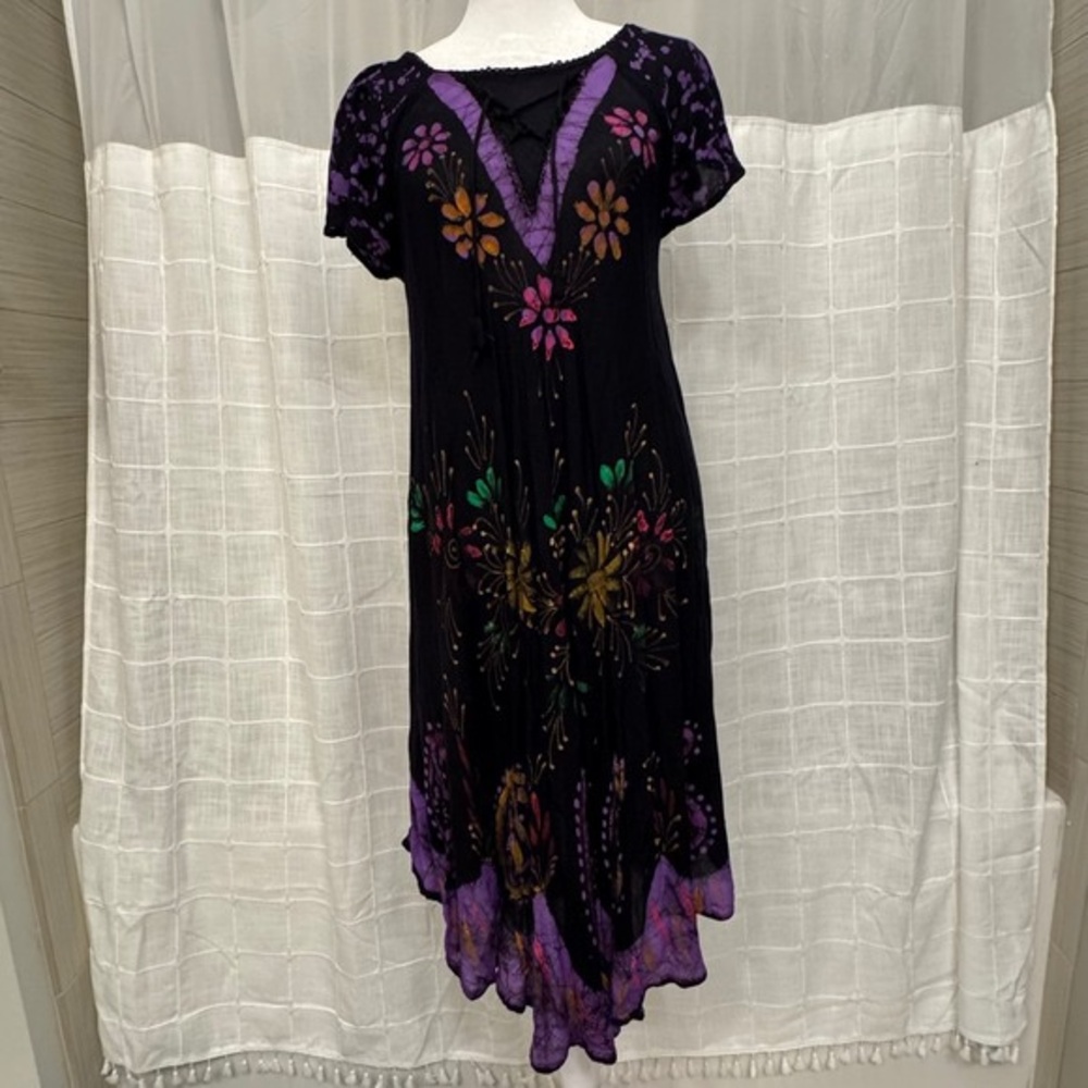 Elegant Asymmetrical Black and Purple Dress